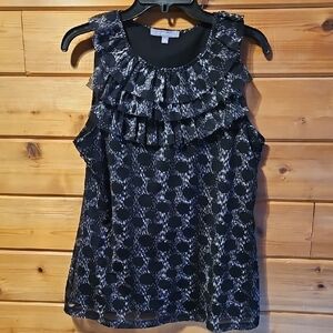 NY Collection - Stylish Black Ruffled Women's Top - Size Medium
